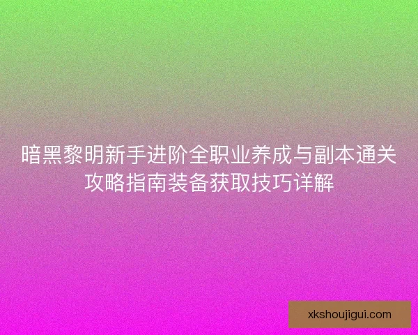 暗黑黎明新手进阶全职业养成与副本通关攻略指南装备获取技巧详解